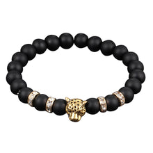 Load image into Gallery viewer, Obsidian Bracelet Buddha Head Gold Bracelet Lava Stone Bead Bracelets
